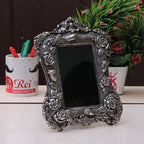 KridayKraft Aluminium Rose Flower Photo Frame with Silver-Plated Design Useful for Boys and Girls Home Decor, Wall Decor, Gifting and Showpiece (Silver, 24X19 CM)