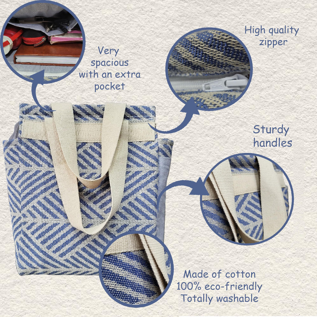 Imperial Home Collection Cotton Reusable Multipurpose Bag |Lunch Bag|Travel Bag|Picnic Bag| for Daily use