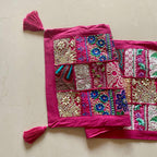 ATRANGI STUDIO Patchwork Table Runner | Traditional Rajasthani Khambadiya Craft | Handmade Dining Table Runner for Home Decor | Colourful Dining Setup | 14x60 Inch, Pink