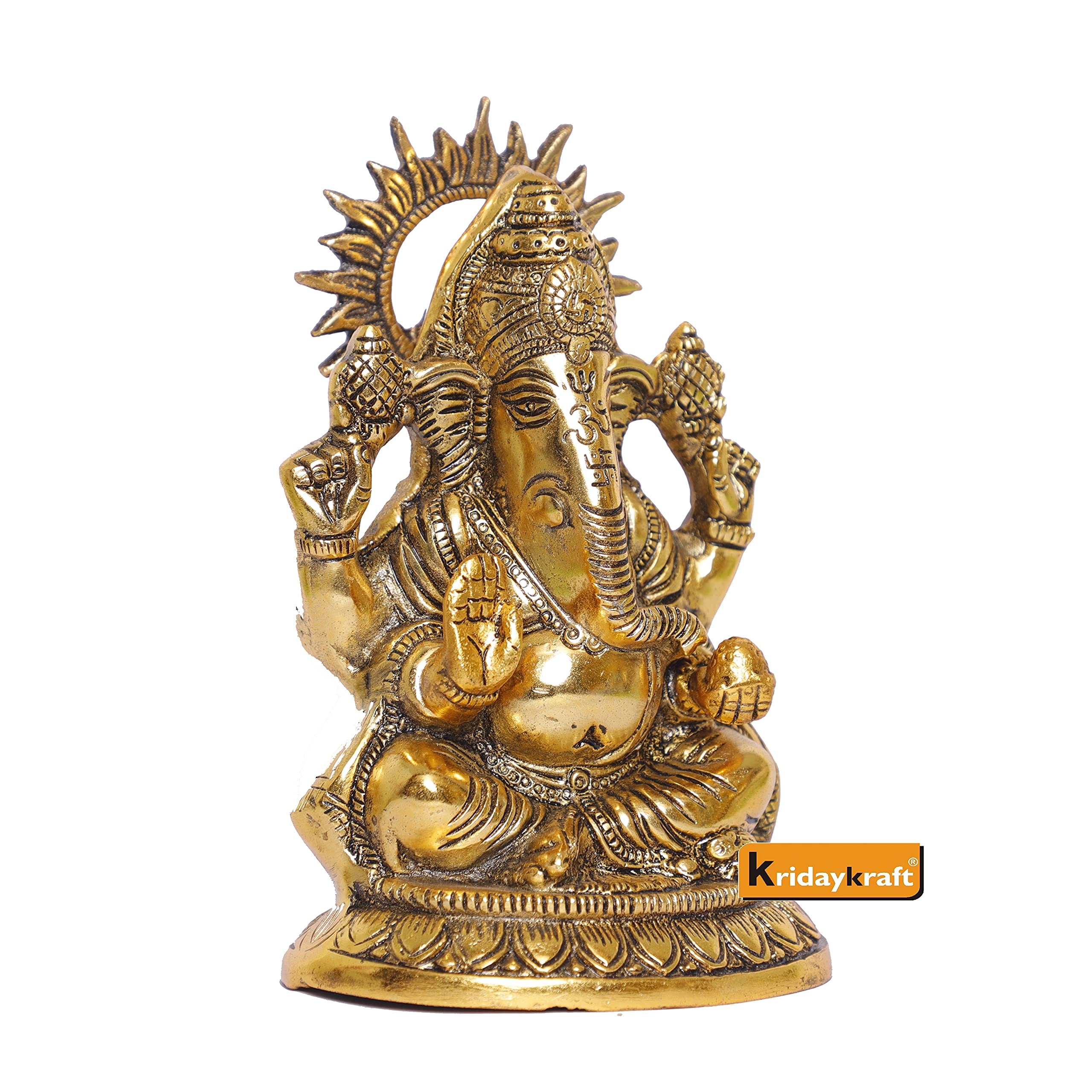 KridayKraft Ganesha Metal Statue,for Temple Pooja,Ganesha Idol Murti Decorative Your Home,Office & Religious Gift Article,Ganpati ji Sculpture Sowpiece Figurine...