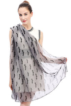 Lina & Lily Halloween Bats Print Women's Large Scarf Shawl Wrap Oversized Lightweight (Grey)