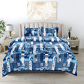 Gullivar Flannel Blanket Cum Warm Bedsheet with 2 Matching Pillow Covers| 250 GSM Ultra Soft Double Bed AC Blanket |All Season Cozy Quilt Bedcover| Perfect for Winter (90x100 in)- Blue Kafalo