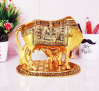 KridayKraft Kamdhenu Cow,Calf with Bal Gopal Krishna Metal Statue for Good Luck,Feng Shui As Table Top Figurine,Vastu,Religious Gau MATA Idol