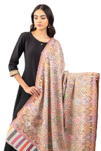 Naureen Women Pashmina Blend Kani Shawl with Floral Artwork, Warm and Soft, 40x80 inch