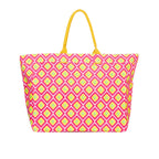 AQVA Stripe Printed Tote Bag for Women | Ladies Casual Handbag for Shopping, Travel with Top & inner Zip Pocket | Versatile Trendy Handbag for College Girls (Chaukon Fuchsia)