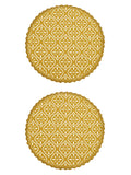 Saral Home Cotton Crochet Antiskid Printed Table Mat Set of 2 pc (38x38 cm) Kafalo