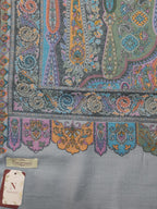 Naureen Women Pashmina Blend Kani Shawl with Paisley and Floral Artwork, Warm and Soft, 40x80 inches (Grey)