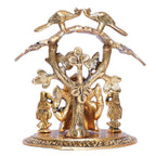 KridayKraft Ganesha with Riddi Shiddi Under Tree Metal Statue for Pooja Decorative Showpiece Figurine Religious Idols for Home Office Statue Murti for Decoration & Pooja Gifting Purpose Sculpture