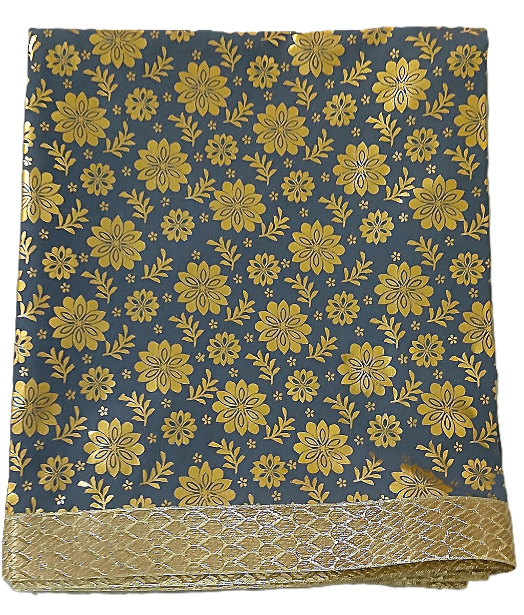 Lakshmi Maa Collection's Rumala Sahib Double Set Gray Golden with Beautiful gota (4 PEC.)