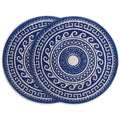 Encasa XO Dining Table Mats, Round Ribbed Cotton, Heat Resistant Blue Kafalo