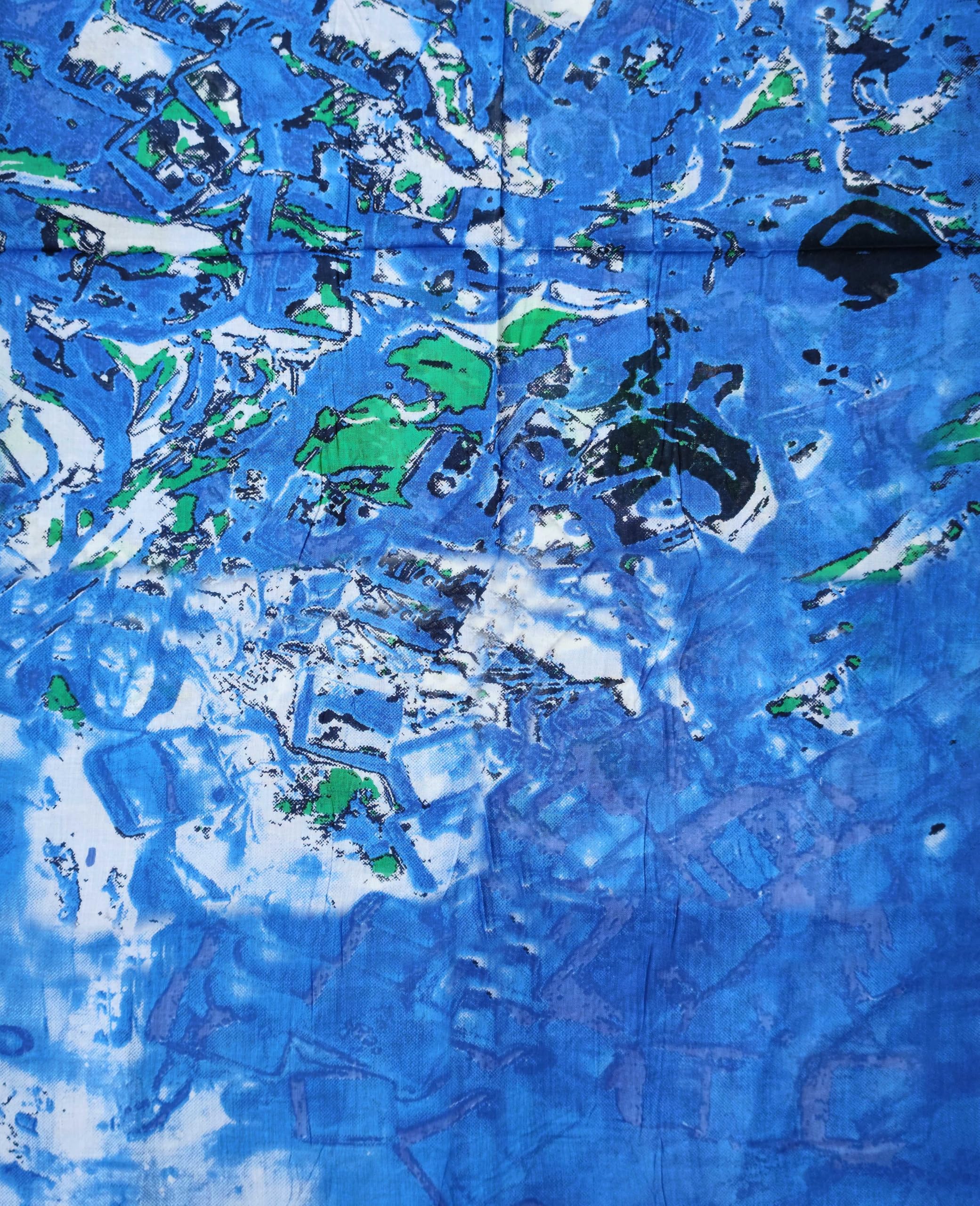 Fabtone Women’s Scarf/Stole | Blue Multi Abstract Print | Soft Lightweight Fabric | 70x180 cm | All-Season Summer Wrap | Stylish Neck Scarf for Women | Sun & Dust Protection