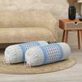 BLOCKS OF INDIA Cotton Hand Block Printed Bolster Cover | Booster Cover with Drawstring | Round Long Pillow Cover for Bed | Dewan Pillow Cover Set 16 X 32 | Set of 2 (Color 34)