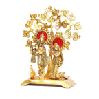 KridayKraft Radha Krishna Standing Playing Flute Under Tree Idol Metal Statue Gold Antique Finish for Pooja & Home,Office Decorative,Radha Krishna Murti Showpiece Figurines