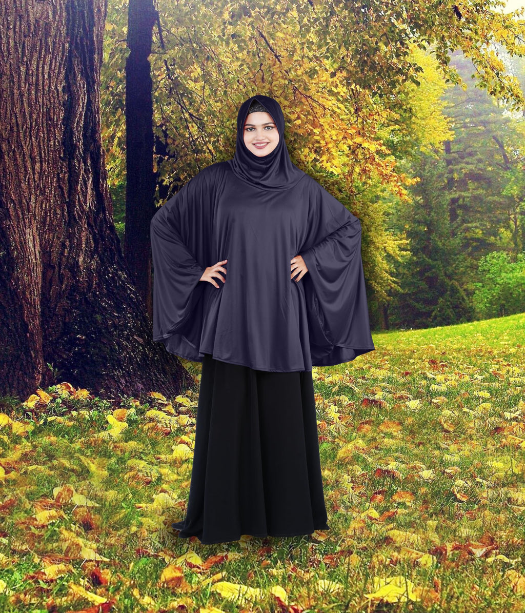 Mehar Hijab's Modest Women's Stylish Instant Sleeve Hijab Solid Polycotton Feel Good Fabric HANANA Sleeve Hijab Free Size (Navy Blue)