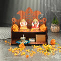 ZUPER Engineered Wood Hand Crafted Carved Pattern Home Temple for Idols Temple for Home and Office I OM Engraving | Set Top Box Stand I Wooden Mandir (Pack of 1) (Medium, Style36)