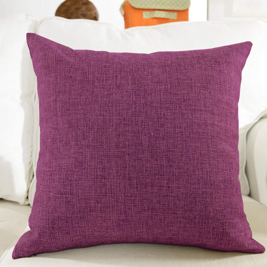 Khooti Decorative Jute Square Cushion Cover Throw Pillow Cover for Living Room Couch Diwan Single Seater Sofa, Modern Boho Medium 18 x 18 Inches / 45 x 45 cm (Colour - Wine)(Set of 1 Piece)-50 TC