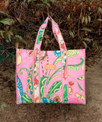 Cotton Tote bag for Women | Shoulder Bag | Durable Shopping bag | Reusable Grocery Bags | Eco friendly Bags| Handmade Cotton Bag | Stylish Quilted handBag |Vegan Tote Bag (Light Pink)