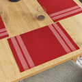 Encasa XO Dining Table Placemats, Ribbed Cotton Non-Slip Place Mats Red Kafalo
