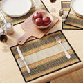 Encasa XO Handcrafted River Grass Table Placemats 4 Seater Black Kafalo