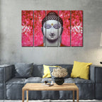 VIBECRAFTS Spiritual Gautam Buddha 5 Pieces Canvas Wall Painting For Home | Office | Living Room | Gift (PTVC5Pcs4_8529)