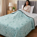 Mafatlal Sparsh Single Bed Cotton Dohar, 150 GSM Pure Cotton Malmal, Reversible AC Blanket Single, Soft Breathable Lightweight Cotton Blanket, 58 x 88 Inch, Sky Ridge Blue Kafalo