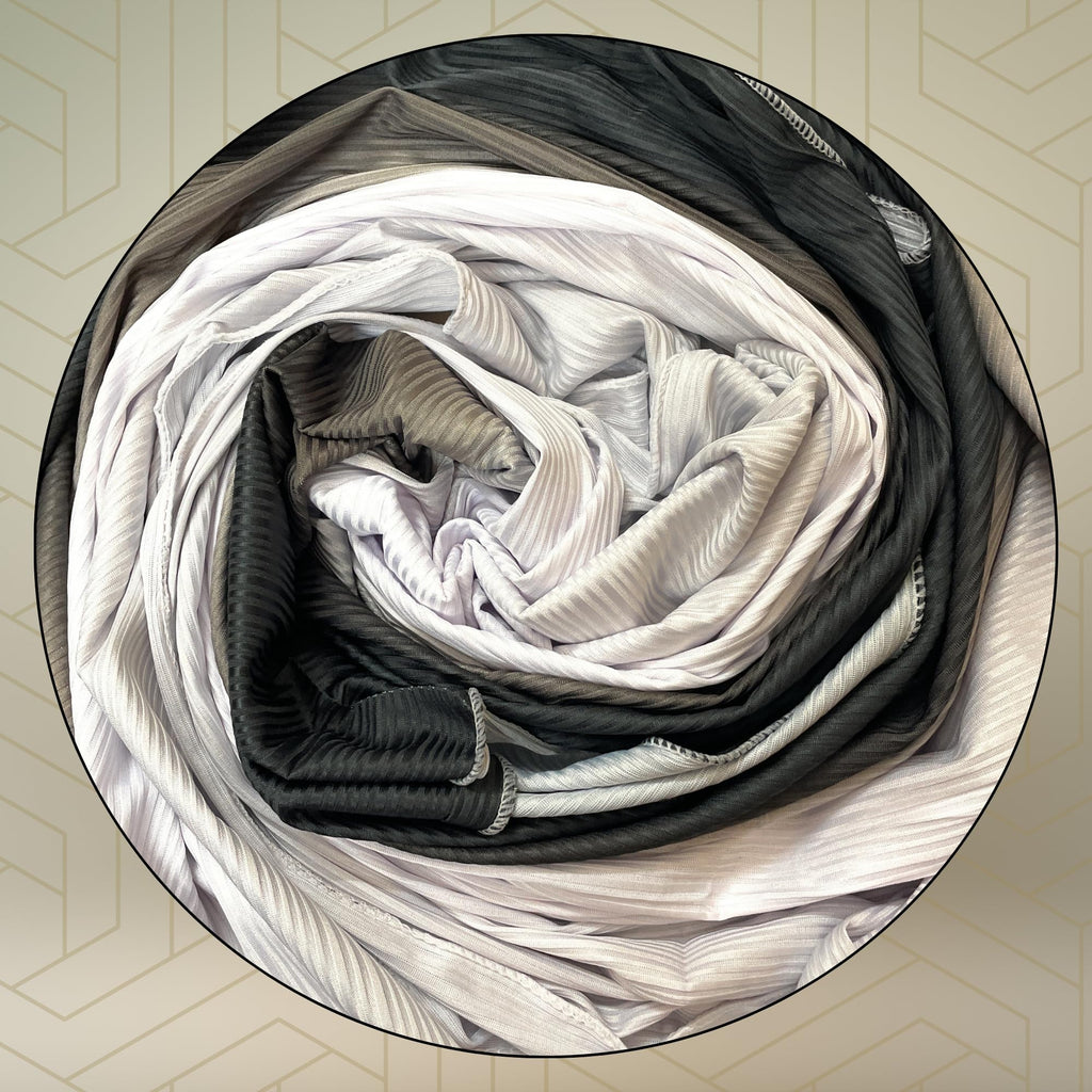 FAHABO Scarf Woman Premium Self-Woven Jersey Scarves | Hijab Scarf | Headscarf | Neck Scarf | Stoles | Wraps (Shades of Black)