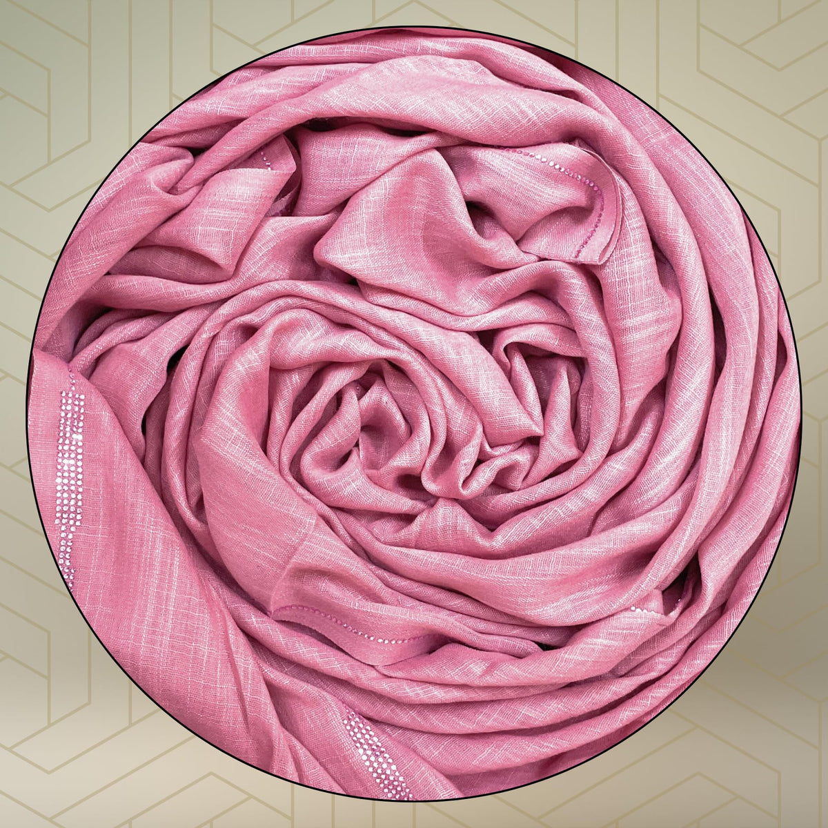 FAHABO Scarf Woman Voile Cotton Scarves with Rhinestone Embellishments | Hijab Scarf | Headscarf | Neck Scarf | Stoles | Wraps Size 71 L x 32 W (Cherry Pink)