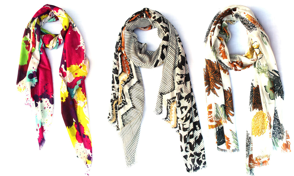 bratkrok WOMEN'S TRENDY FLORAL PRINTED RAYON SCARVES/STOLES MULTICOLOUR (PACK OF 3)