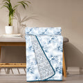 Danip 100% Cotton Reversible AC Dohar Blanket, Throw - Printed Soft, Skin-Friendly, Lightweight & Ideal for All-Weather - 3 Layered Single Bed Dohar for AC Rooms (56 x 88 Inches) - White & Blue Leaf Kafalo