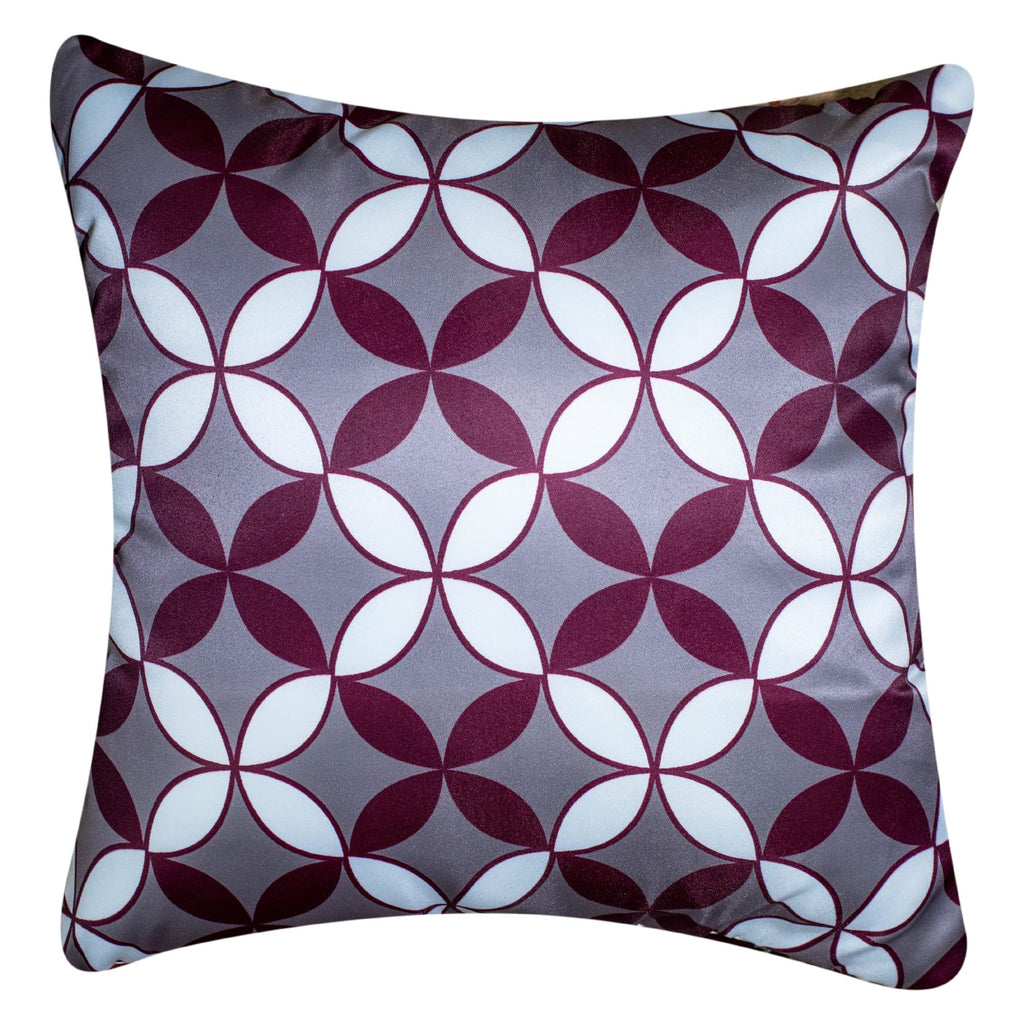 Vendola Decorative Satin Sofa Cushion Covers Set of 5, 16 inch x 16 inch, Sofa Cushion Pillow Cover, Maroon and Grey, Zipper Closure (Mohagany, 16X16 Inches)