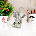 Kridaykraft Metal Swan (Duck) Silver Spoon Stand for Dining Table/6 Pc Spoon Set with Stand/Decorative Spoon Rest Showpiece Item for Dining Table...