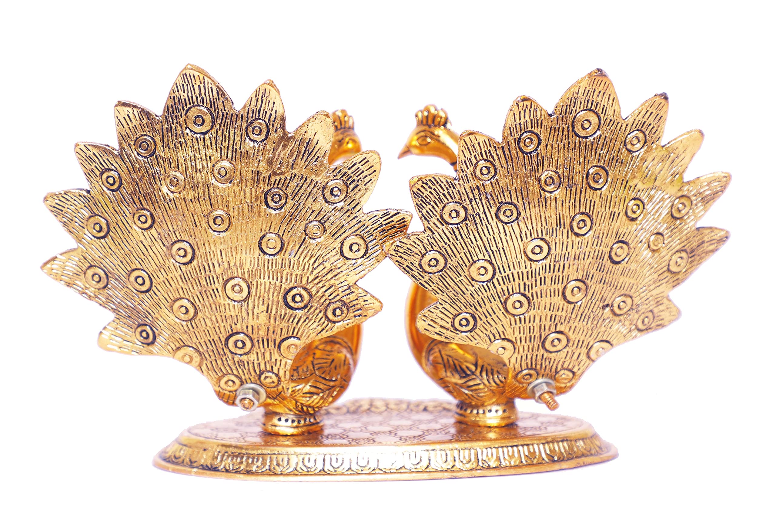 KridayKraft Double Peacock Metal Statue, Lovers Peacock Couple, Animal Showpiece Figurines, Feng Shui as Table Top Figurine for Living Room, Office, Bedroom, Decorative