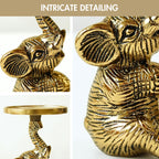 BEHOMA Metal Elephant Pillar Candle Holder Statue, Gold, 8 x 8 Cm
