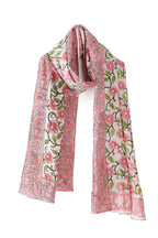 Ravaiyaa - Attitude is everything Hand Block Printed Cotton Long Stole Scarves Hijab Neck Wrap Scarf 71 X 21 Inch (Pink Floral)