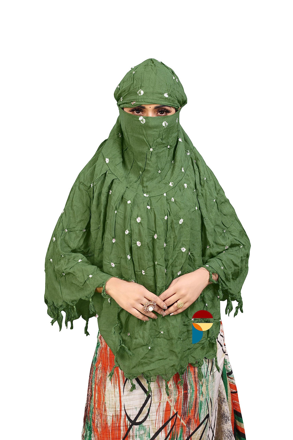 PRACHARAN Women Cotton Stylish Hand Printed Scarf, Anti Pollution Full face Scarf With UV Sun Rays Protection scarve for Women and Girls (Mahendi)