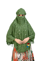 PRACHARAN Women Cotton Stylish Hand Printed Scarf, Anti Pollution Full face Scarf With UV Sun Rays Protection scarve for Women and Girls (Mahendi)