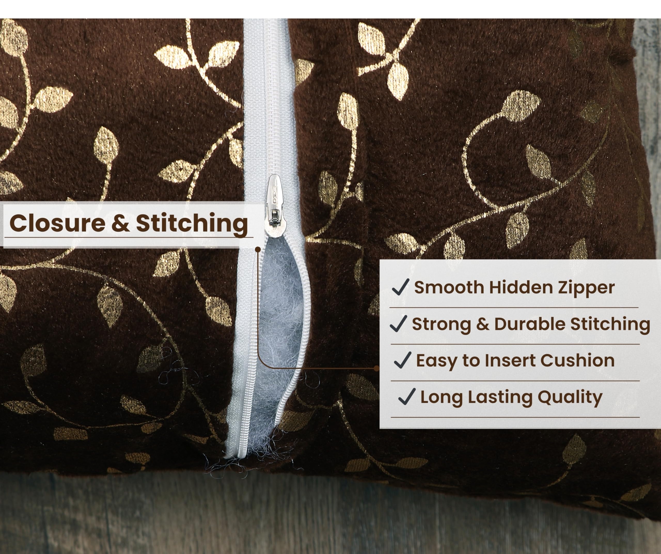 RD TREND® Velvet Rectangular 12x18 Inches Cushion Covers Set of 2 | Throw Pillow Covers for Sofa, Bed & Living Room | Perfect for Home Décor Chocolate Brown