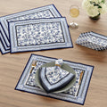 Encasa XO Dining Table Mats, Cotton Placemats, Cloth Napkins Set Indigo-02 Kafalo