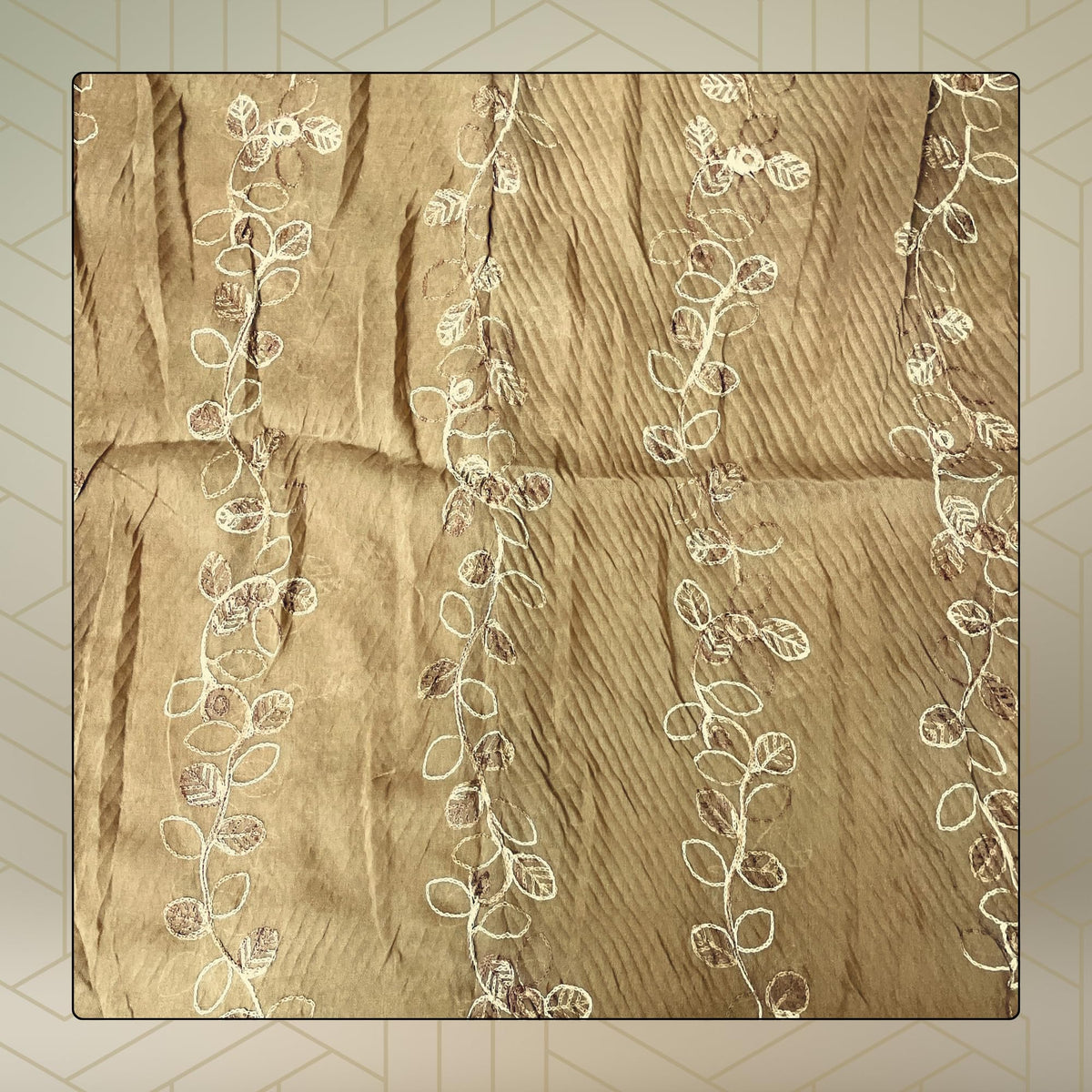 FAHABO Scarf for Women Stylish Pleated Viscose Cotton with Embroidery and Tassels | Hijab Scarf | Stole | Soft, Lightweight, and Latest Scarves | 72 x 33 Inches (Toffee Brown)