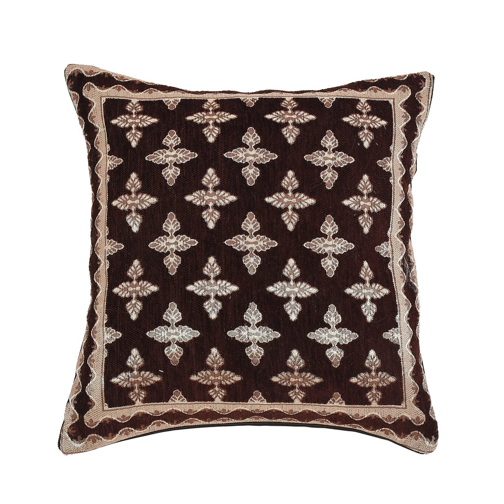 DECOMIZER Jacquard Geomteric Cushion Covers 24 inch x 24 inch Set of 2 Ethnic Motifs Cushion Covers,Design- Plus,Color- Coffee