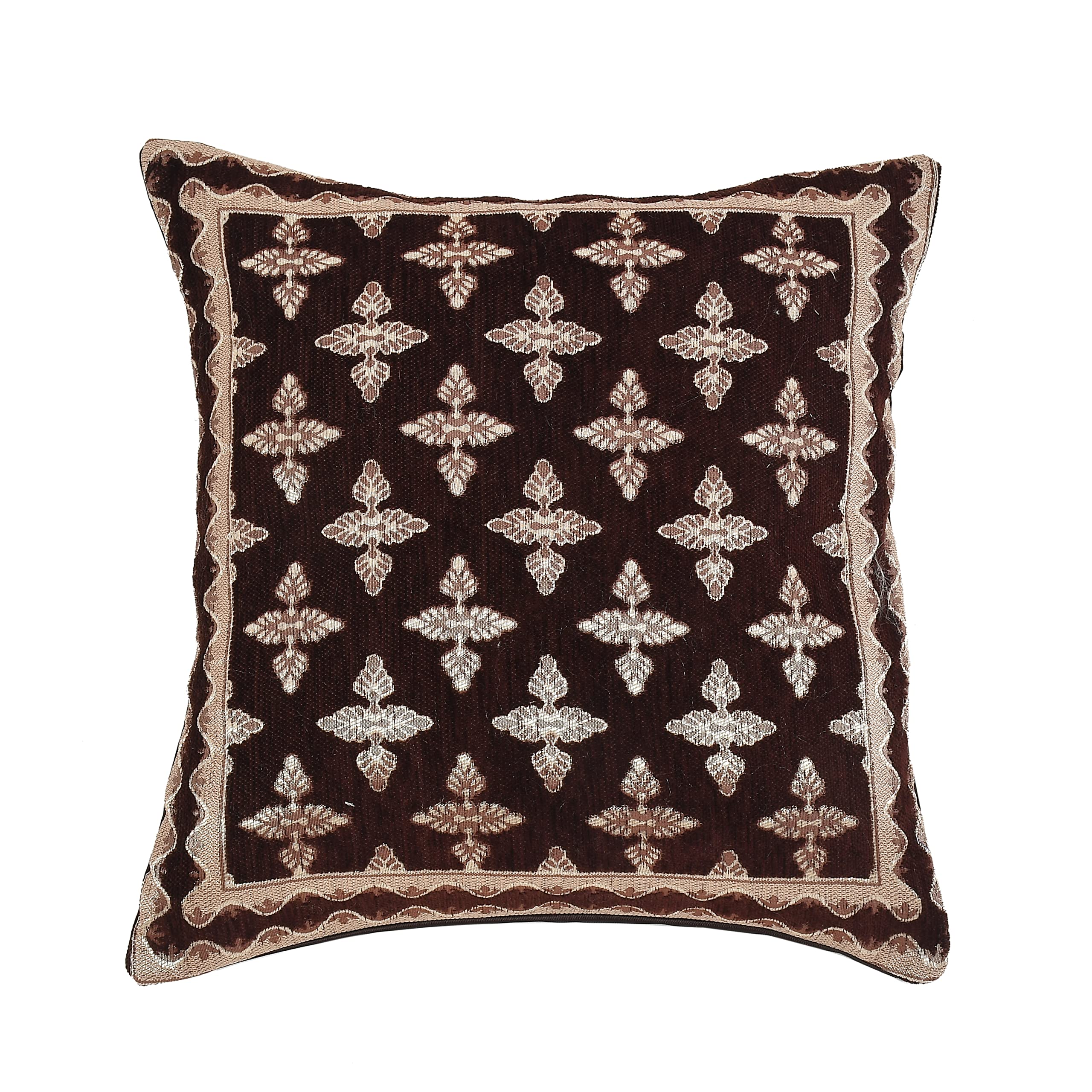 DECOMIZER Jacquard Geomteric Cushion Covers 24 inch x 24 inch Set of 2 Ethnic Motifs Cushion Covers,Design- Plus,Color- Coffee