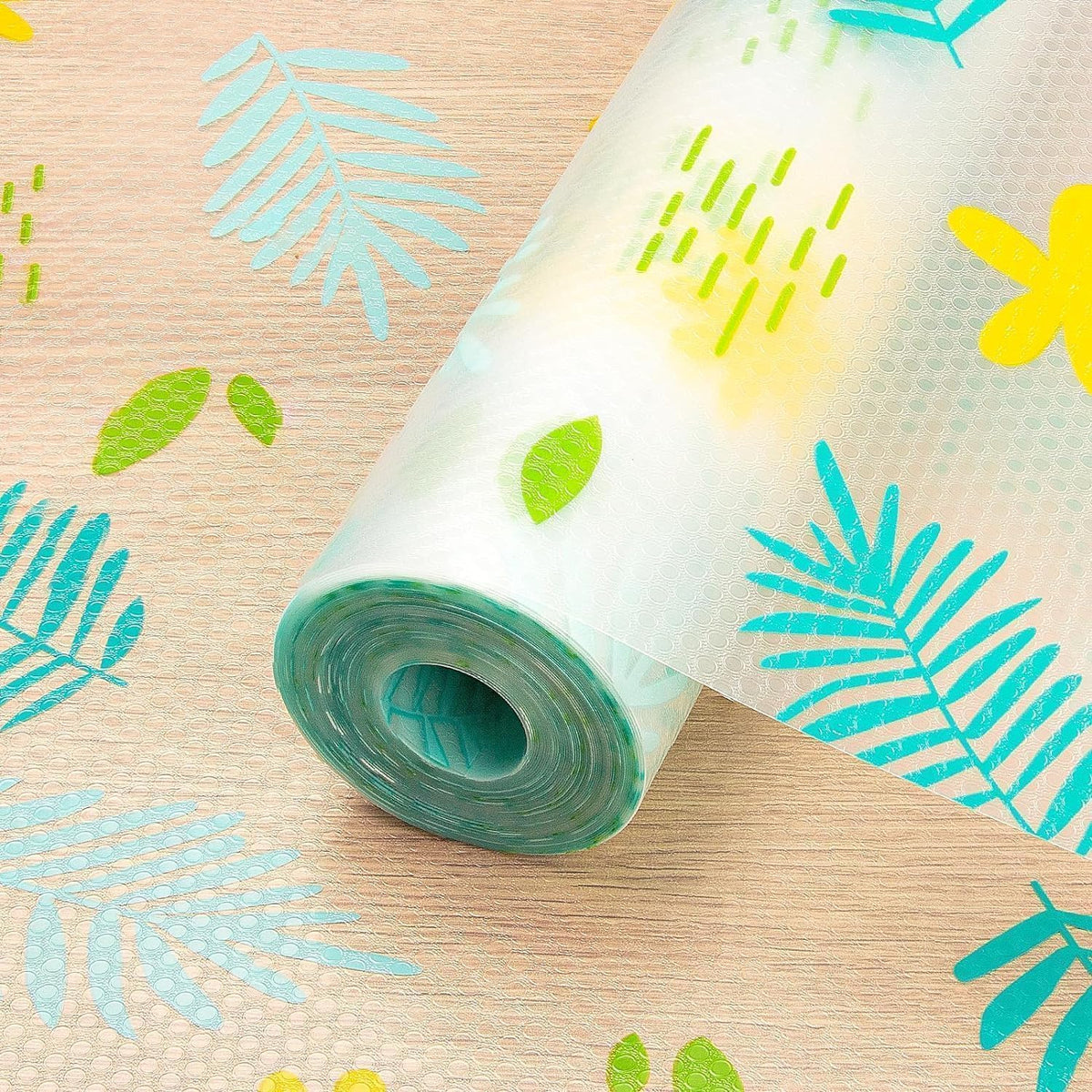 LAVENTHA (45 cm X 5 m) Printed Shelf Liners for Kitchen Shelves, Drawer Mat, Shelf Liner, Fridge Mats, Kitchen Cabinet Drawer Mat Liner Sheets (Green Yellow Flower) Kafalo