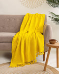 DMAASA Cotton Throw Handmade Sofa Blanket – Soft & Cozy 50X60 Inches, Premium Cotton, Lightweight & Stylish for Sofa, Bed, Living Room, Bedroom – Elegant Home Decor (Yellow) Kafalo