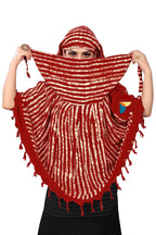PRACHARAN Women Cotton Stylish Hand Printed Scarf, Anti Pollution Full Face Scarf With UV Sun Rays Protection Scraf for Women, Dust Scraf (Red Batik)