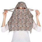 DEEPNYRA - LIVING STYLE Scarf Face Full Covering With Mask Head Hair Wrap Sun Protection For Women Cotton Printed Square All Season Wear (MULTIKATHA)