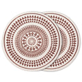 Encasa XO Dining Table Mats, Round Ribbed Cotton, Heat Resistant Maroon Kafalo