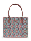 ZOUK Kolkata Nouveau Motif Printed Jute Handcrafted Green Women's Stylish Tote Bags | Tote Handbag| Shoulder bag with double handle