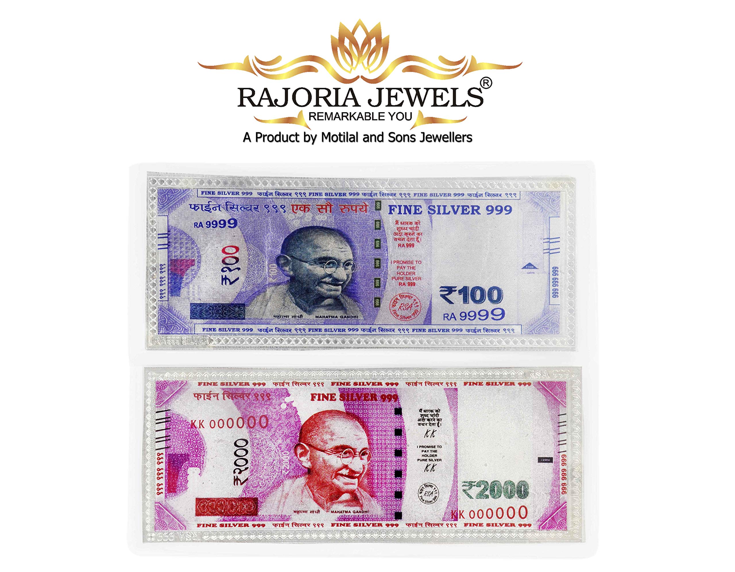 Rajoria Jewels Guaranteed 990 Pure Silver Combo Of 2100 Card for Gifting with Paper Cover