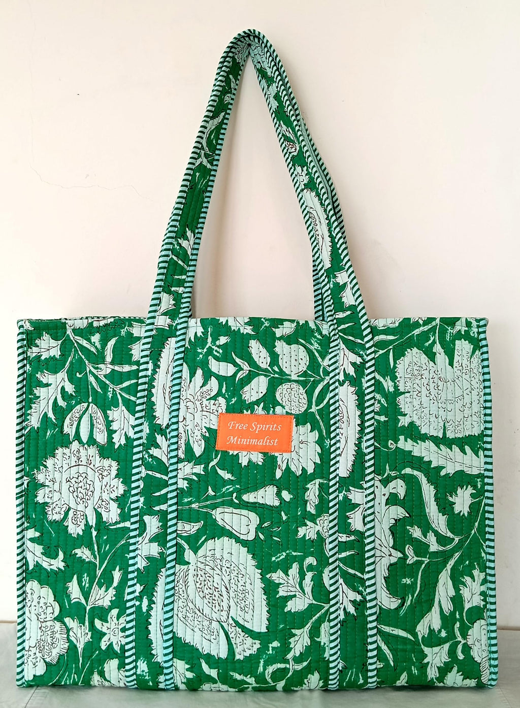 Cotton Tote bag for Women | Shoulder Bag | Reversible Bag | Durable Shopping bag | Reusable Grocery Bags | Eco friendly Bags| Handmade Cotton Bag | Stylish Quilted handBag (Dark Green)