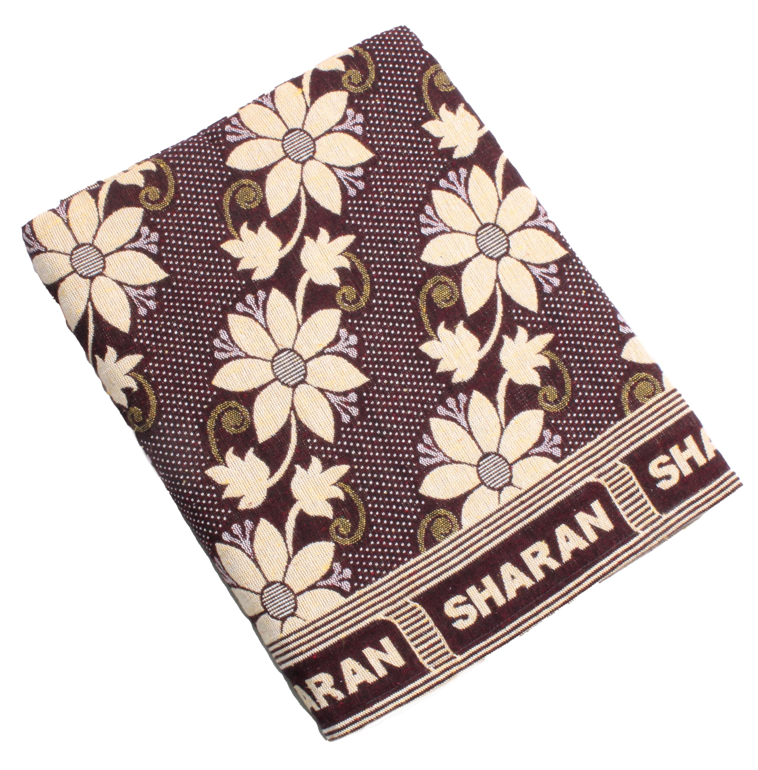 Sharan Elegance Premium Cotton Chaddar / 100% Cotton Bedsheet/Reversible Blanket for Daily Use (60x90 inches) Set 1 (Leaf Maroon) Kafalo
